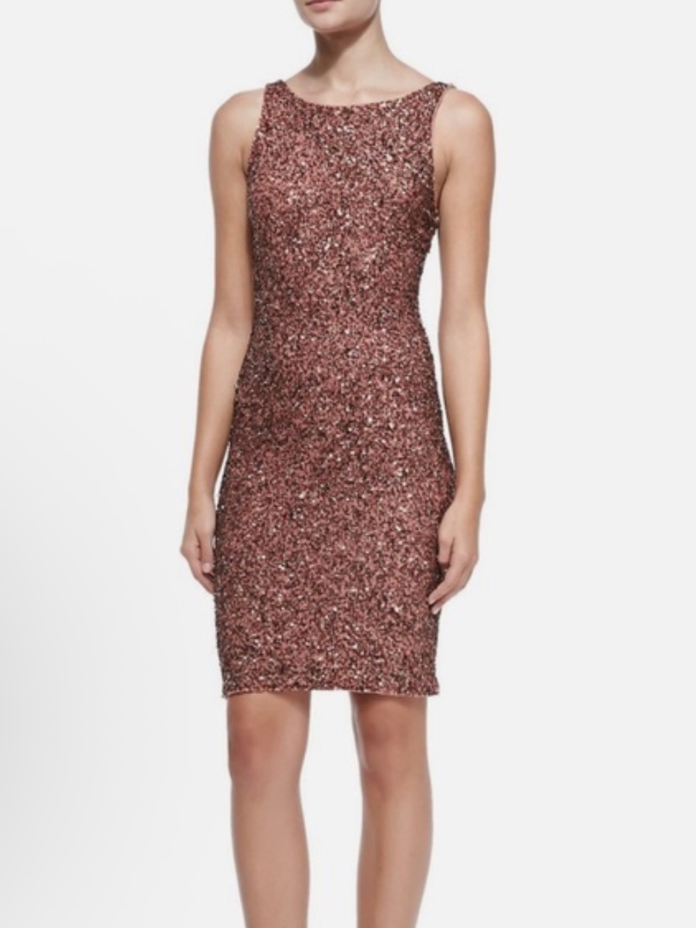Alice + Olivia Rose Gold Sequin Sheath Mini Dress